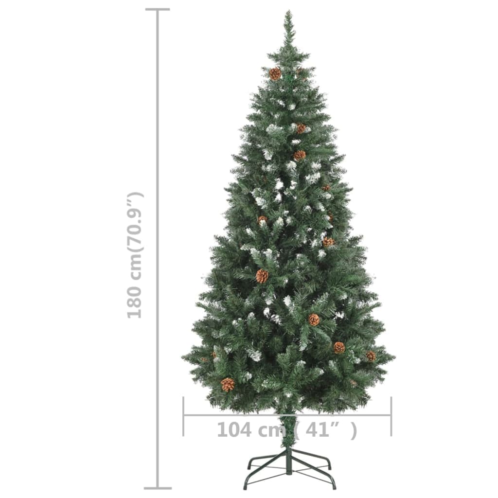 vidaXL Artificial Pre-lit Christmas Tree with Pine Cones 180 cm