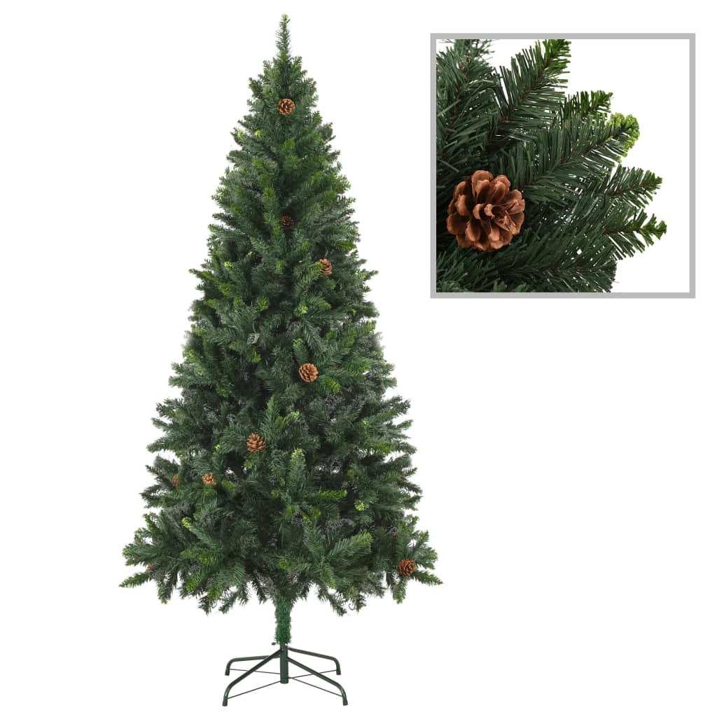 vidaXL Artificial Pre-lit Christmas Tree with Ball Set Pine Cones 180 cm