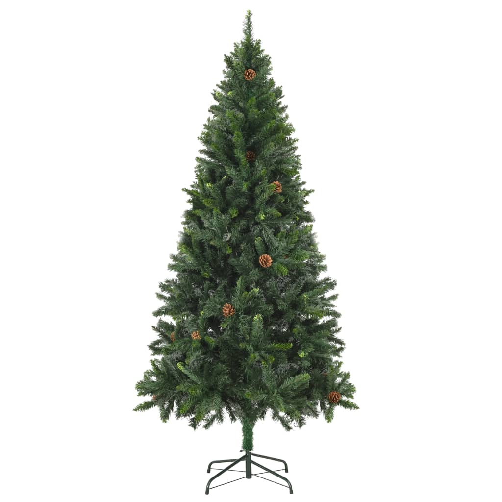 vidaXL Artificial Pre-lit Christmas Tree with Ball Set Pine Cones 180 cm