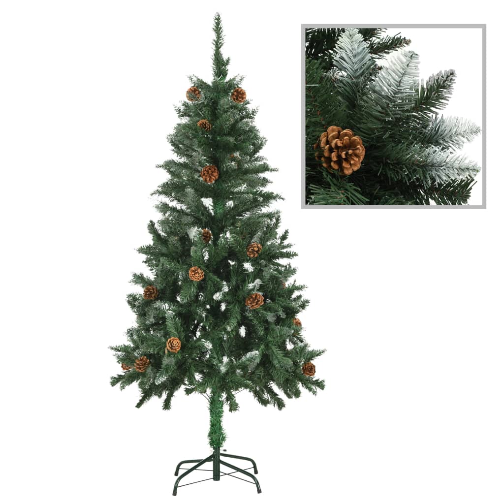 vidaXL Artificial Pre-lit Christmas Tree with Ball Set Pine Cones 150 cm