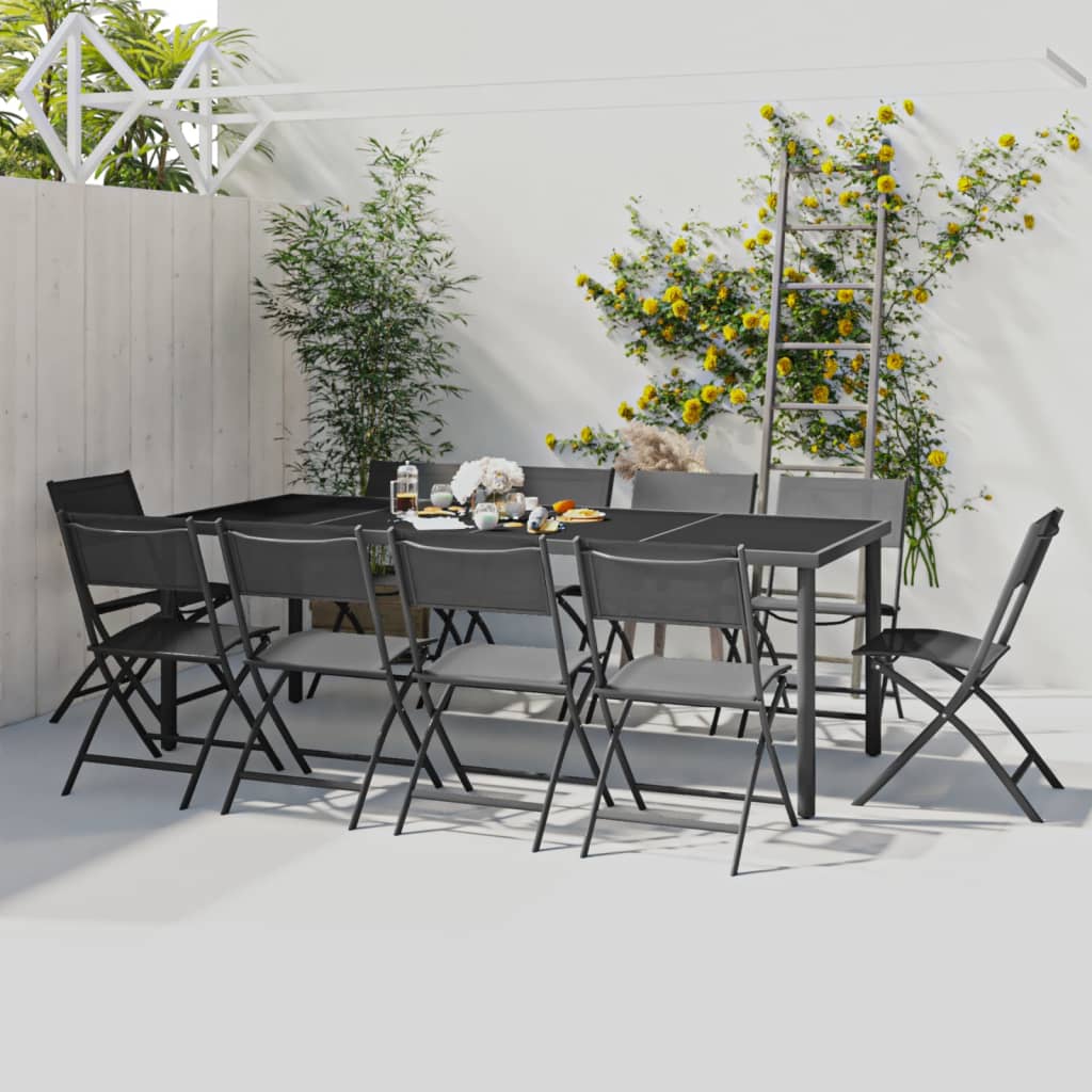 vidaXL 11 Piece Outdoor Dining Set Steel