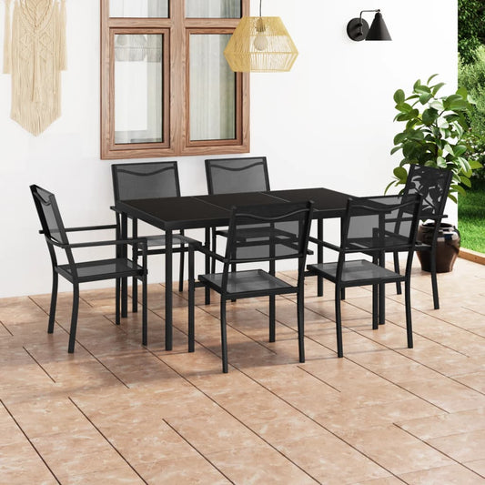 vidaXL 7 Piece Outdoor Dining Set Steel