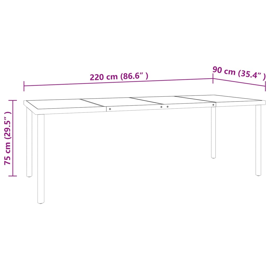 vidaXL 9 Piece Outdoor Dining Set Steel