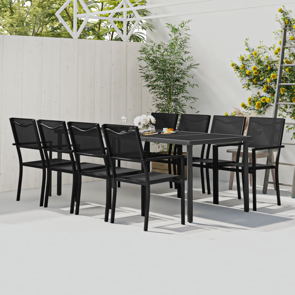 vidaXL 9 Piece Outdoor Dining Set Steel