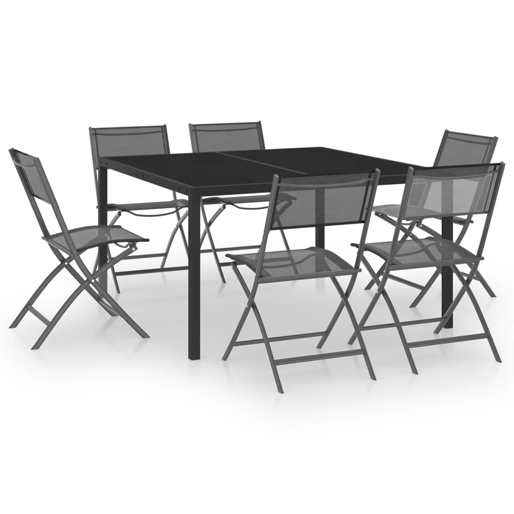 vidaXL 7 Piece Outdoor Dining Set Steel (44710+313081+313099)