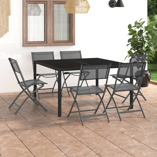 vidaXL 7 Piece Outdoor Dining Set Steel (44710+313081+313099)