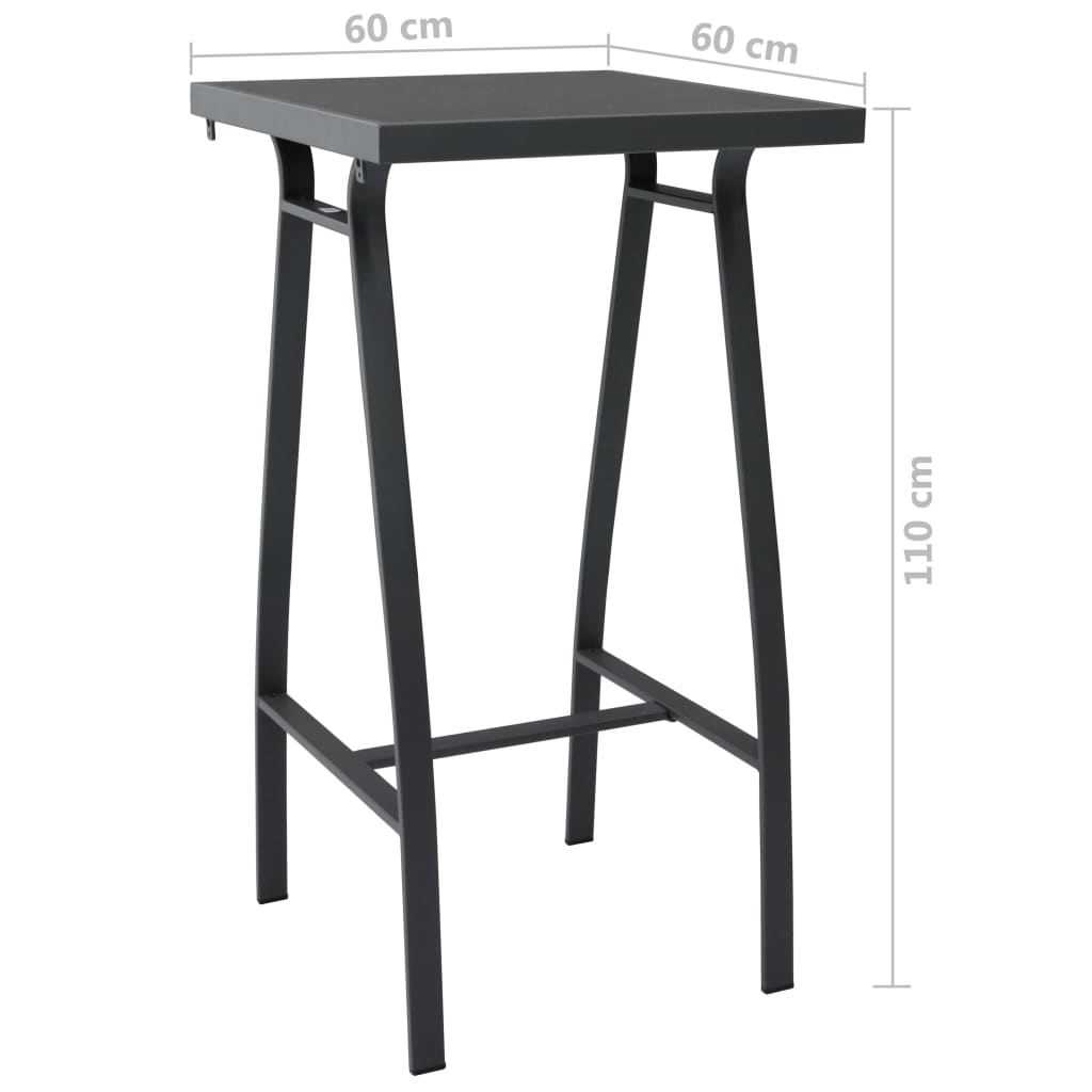 Garden Bar Set | Black and dark grey | Tempered glass, steel, textilene