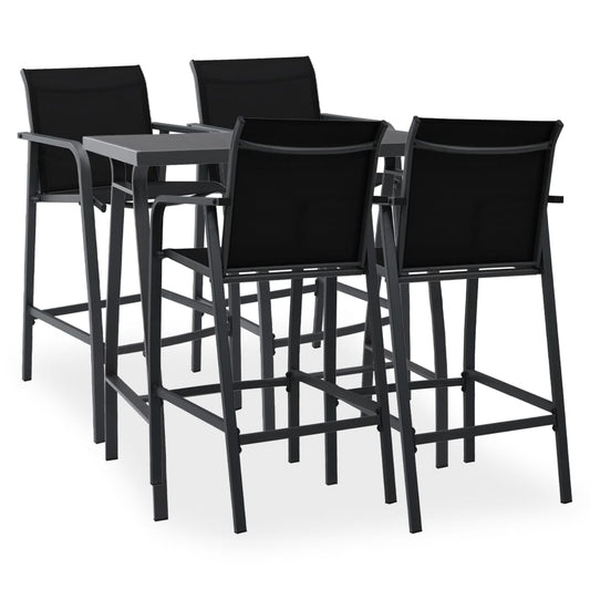 vidaXL 5 Piece Garden Bar Set Black