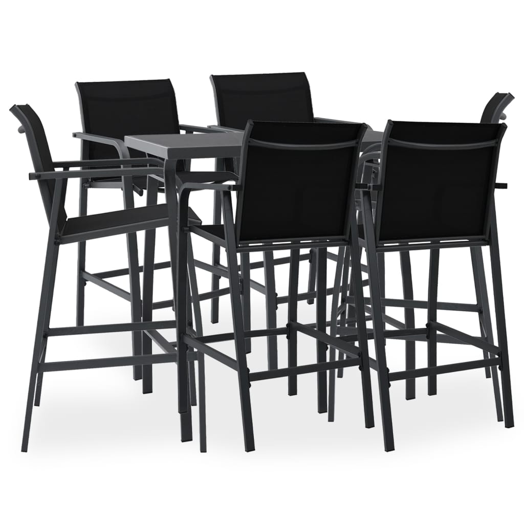 vidaXL 7 Piece Garden Bar Set Black