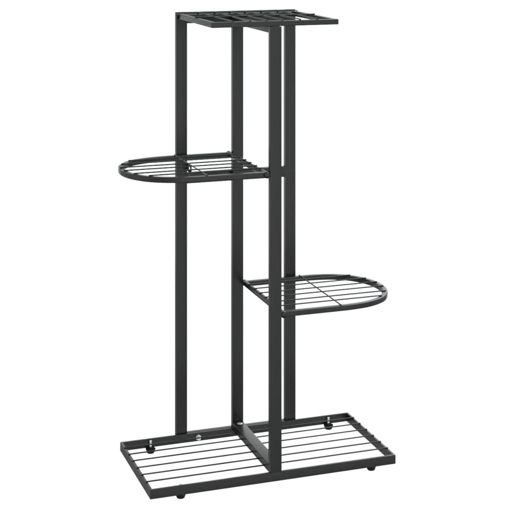 vidaXL 4-Floor Flower Stand 43x22x76 cm Black Metal