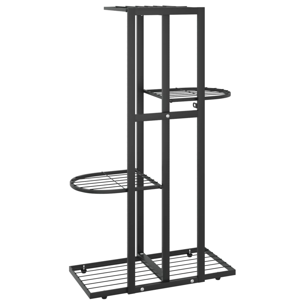 vidaXL 4-Floor Flower Stand 43x22x76 cm Black Metal