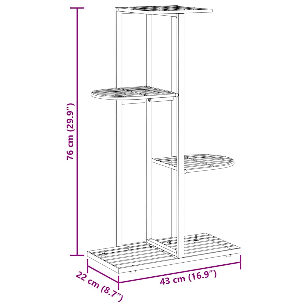 336109 vidaXL 4-Floor Flower Stand 43x22x76 cm White Metal