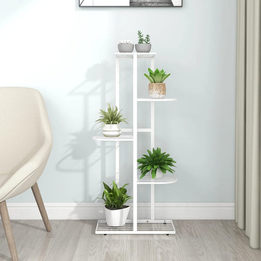 vidaXL 5-Floor Flower Stand 43x22x98 cm White Metal