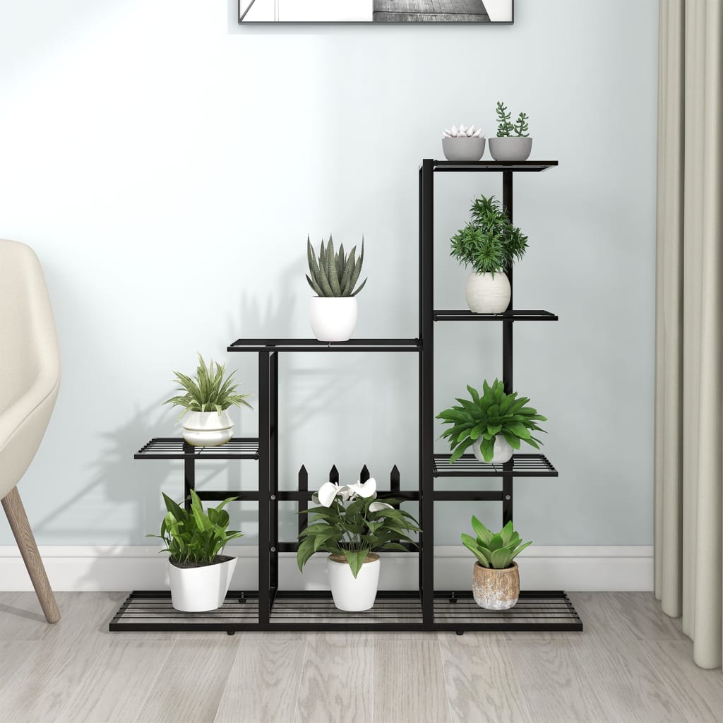vidaXL Flower Stand 94.5x25x88 cm Black Metal