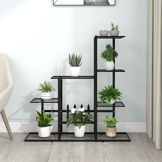vidaXL Flower Stand 94.5x25x88 cm Black Metal