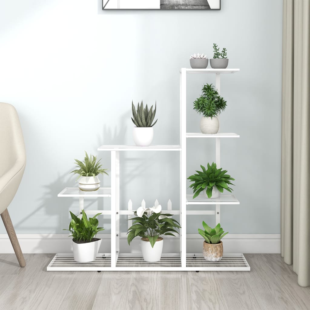 vidaXL Flower Stand 94.5x25x88 cm White Metal