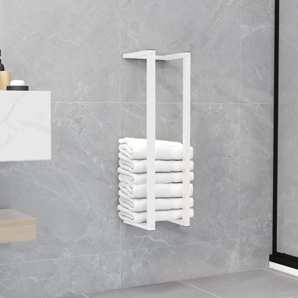 vidaXL Towel Rack White 12.5x12.5x60 cm Steel