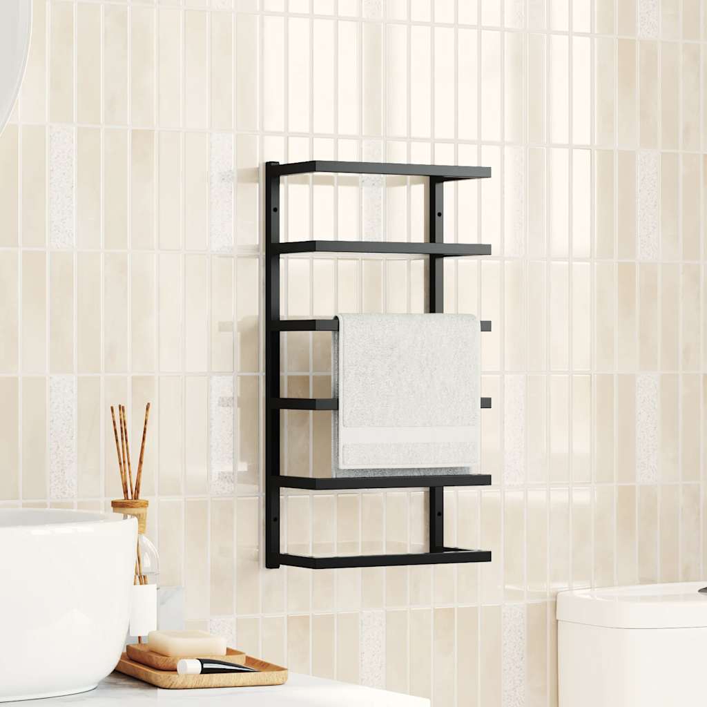 Towel Rack Black 24x12x48 cm Steel