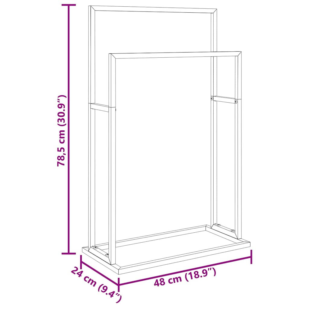 336127 vidaXL Freestanding Towel Rack Black 48x24x78,5 cm Iron
