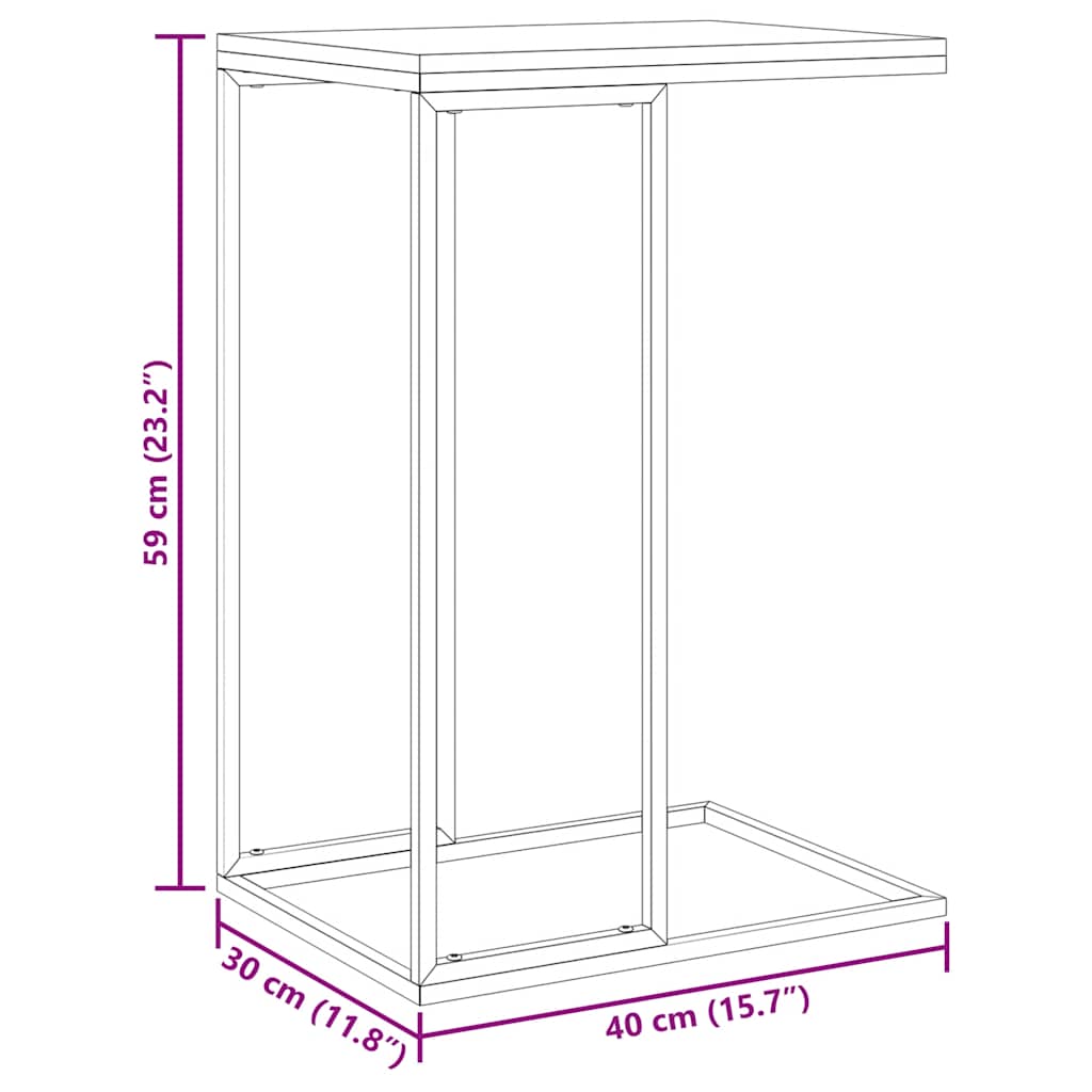 Side Table Black 40x30x59 cm Engineered Wood
