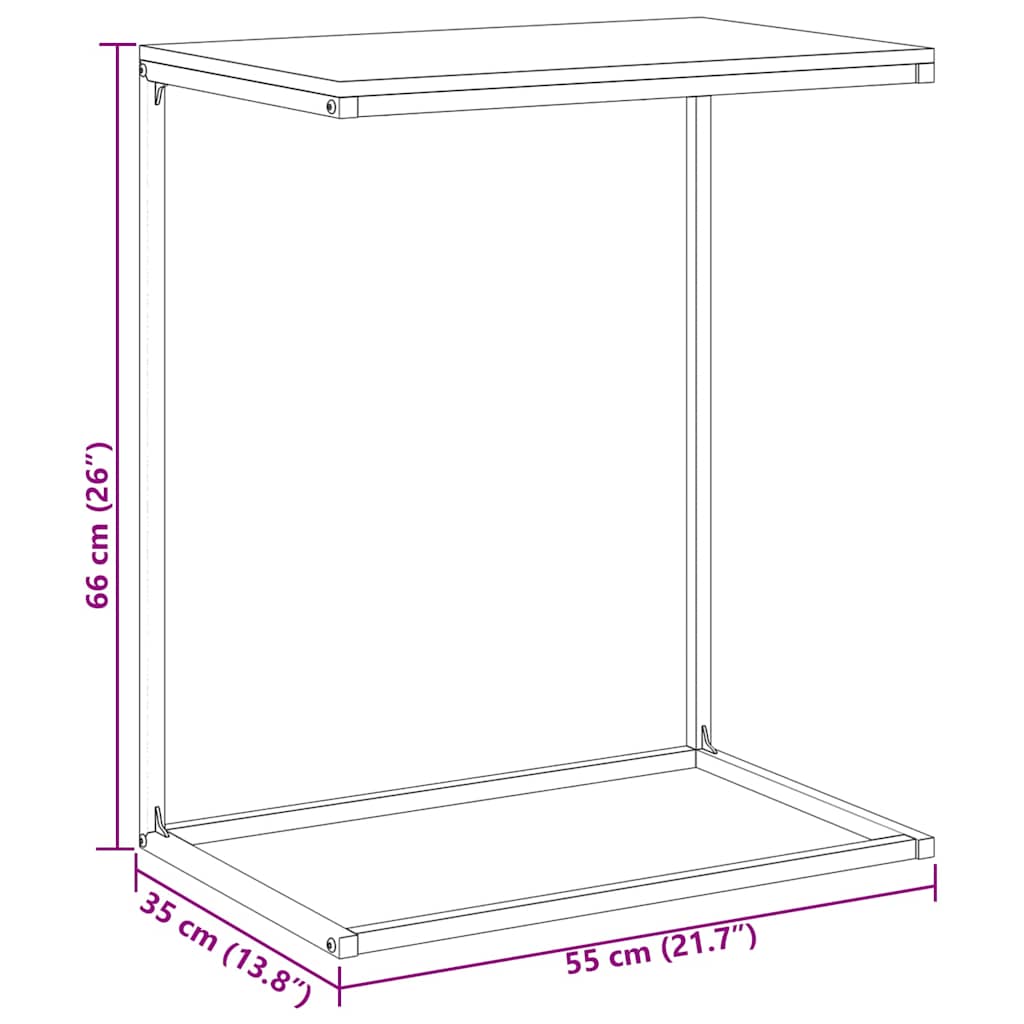 336132 vidaXL Side Table Black 55x35x66 cm Engineered Wood