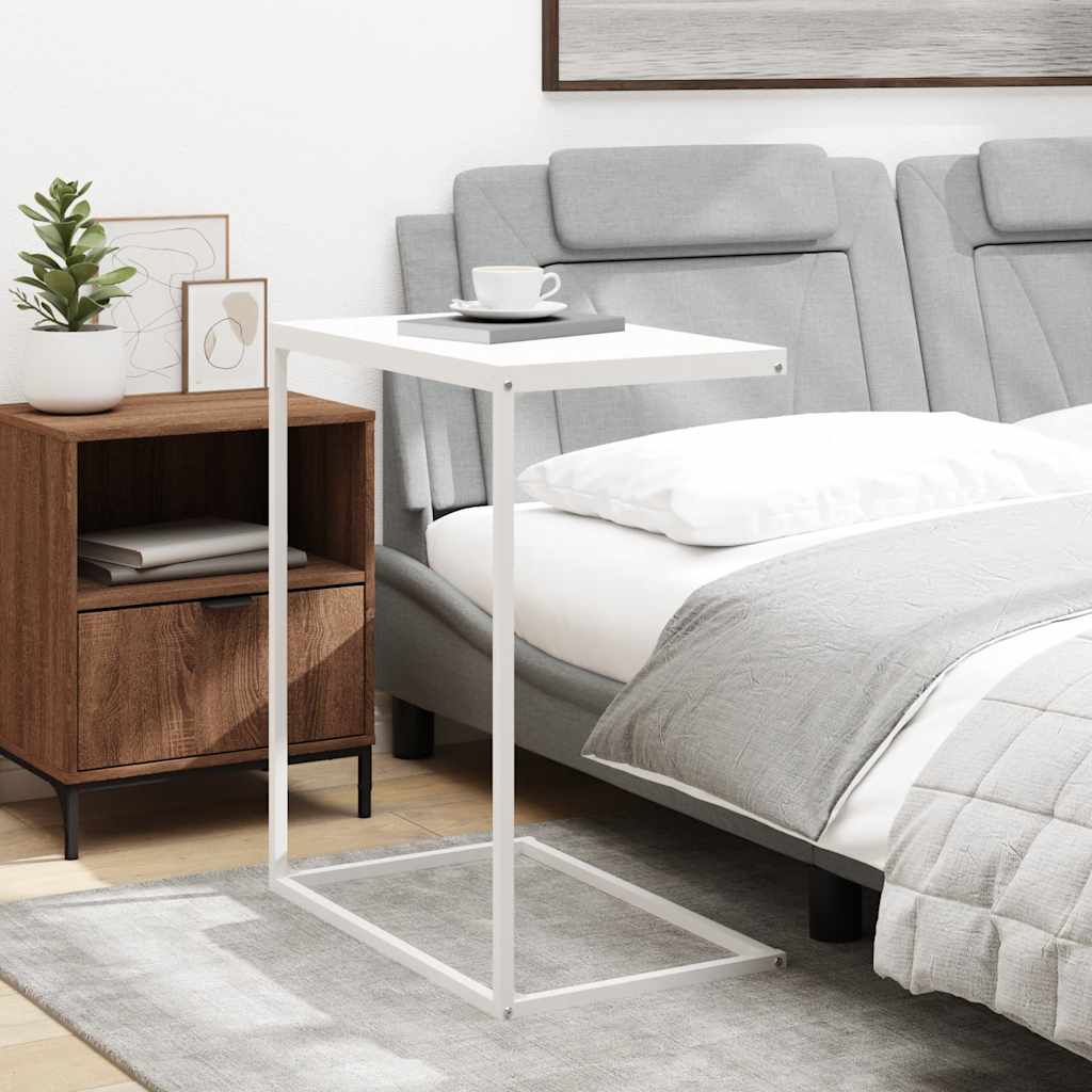 Side Table White 55x35x66 cm Engineered Wood