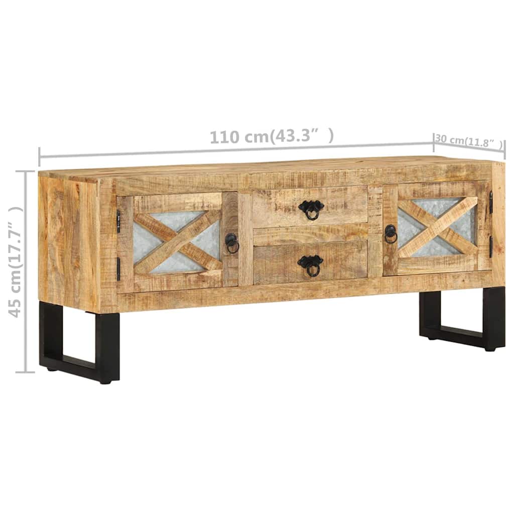 328276 vidaXL TV Cabinet 110x30x45 cm Rough Mango Wood