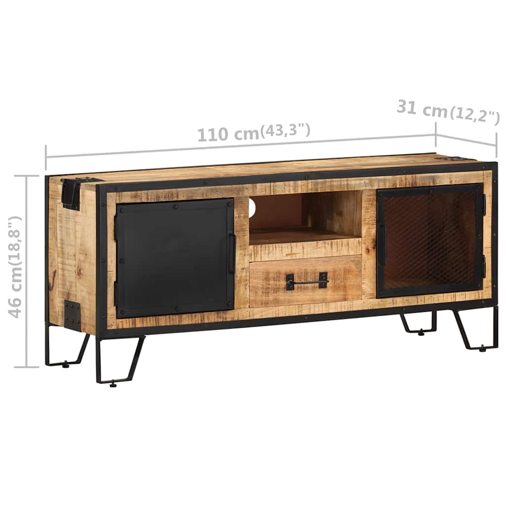 328284 vidaXL TV Cabinet 110x31x46 cm Rough Mango Wood