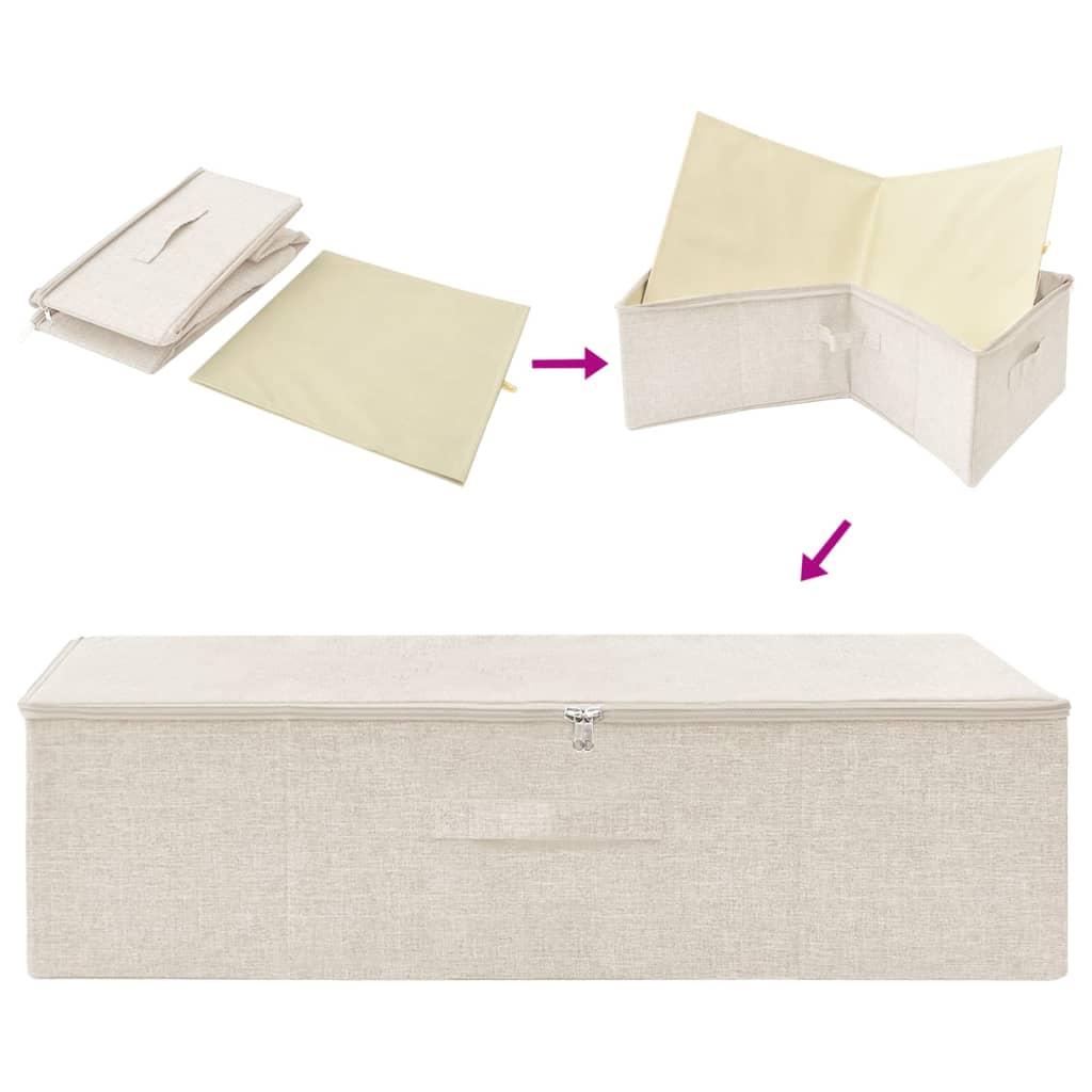 vidaXL Storage Boxes 2 pcs Fabric 70x40x18 cm Cream