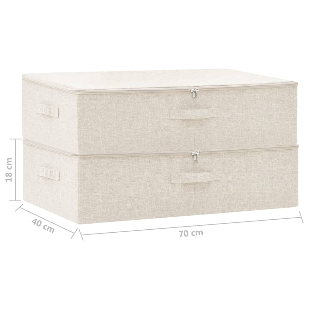 vidaXL Storage Boxes 2 pcs Fabric 70x40x18 cm Cream