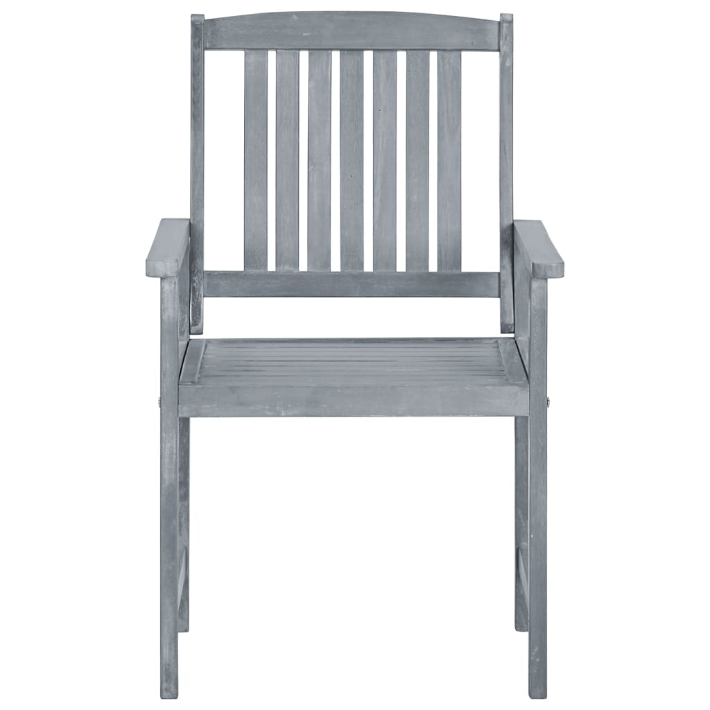 Garden Chair | Set of 8 | Grey | Solid Acacia wood | Medium | Durable