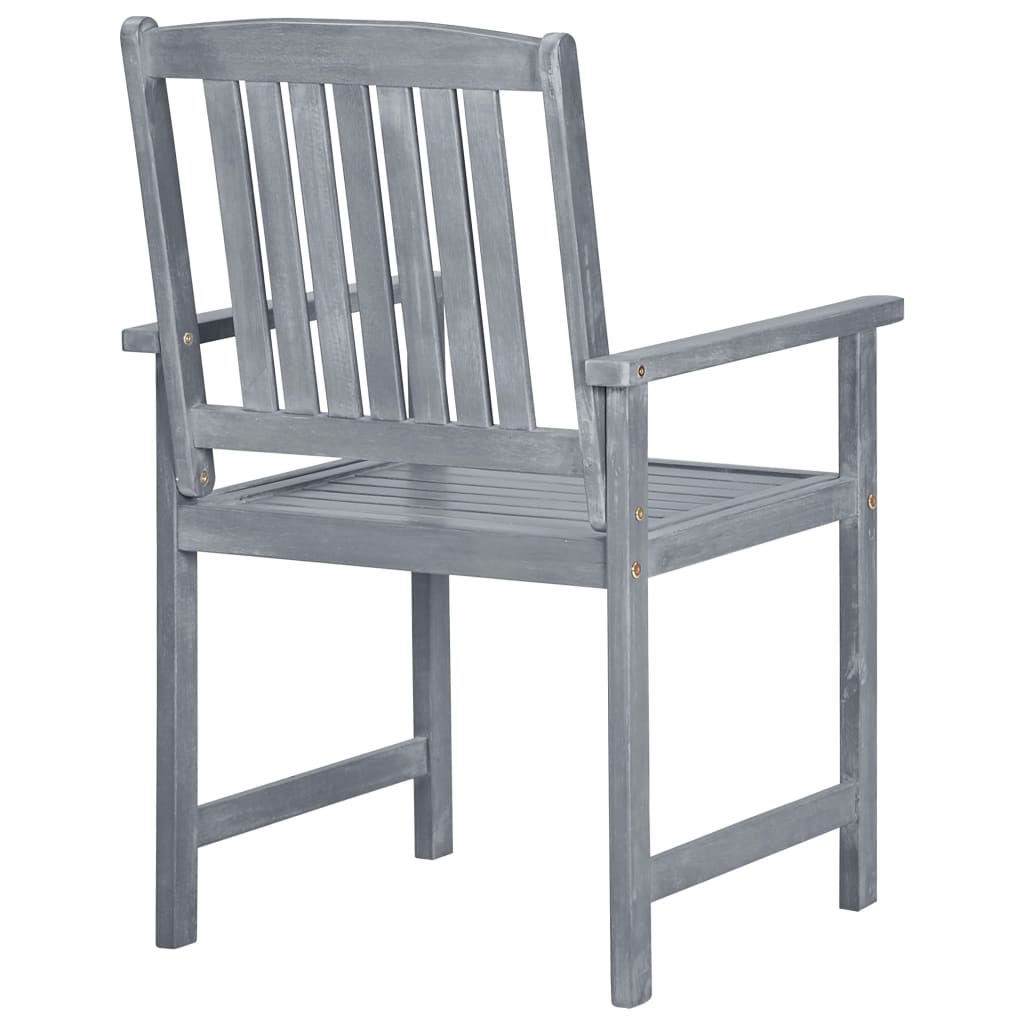 Garden Chair | Set of 8 | Grey | Solid Acacia wood | Medium | Durable