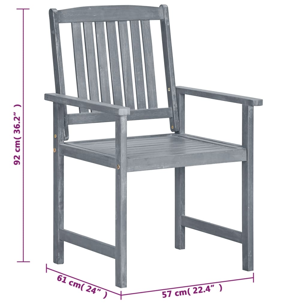 Garden Chair | Set of 8 | Grey | Solid Acacia wood | Medium | Durable