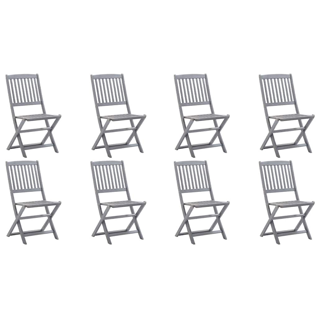 Outdoor Chair | Set of 8 | Grey | Acacia Wood | Standard | Foldable