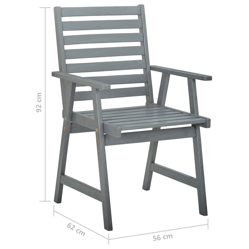 vidaXL Outdoor Dining Chairs 4 pcs Grey Solid Wood Acacia