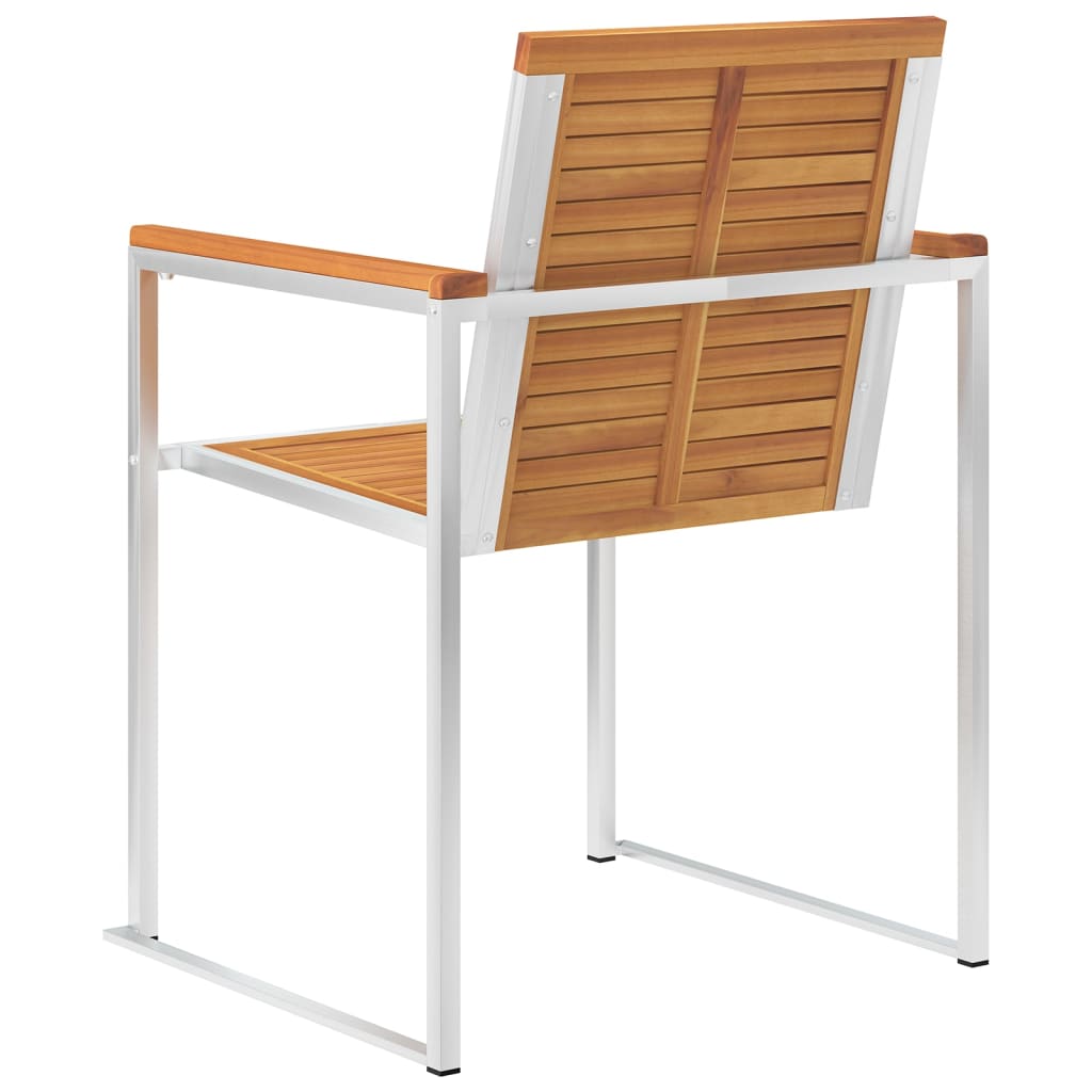 Garden Chairs 6 pcs Solid Acacia Wood and Stainless Steel