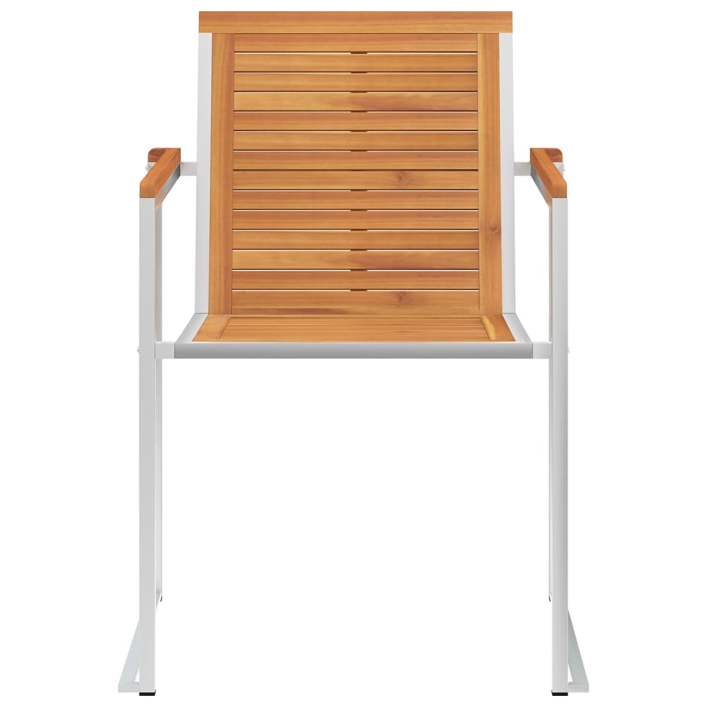Garden Chairs 8 pcs Solid Acacia Wood and Stainless Steel