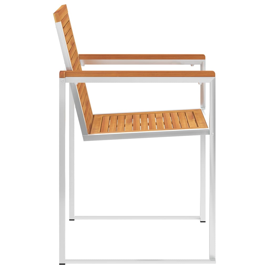 Garden Chairs 8 pcs Solid Acacia Wood and Stainless Steel