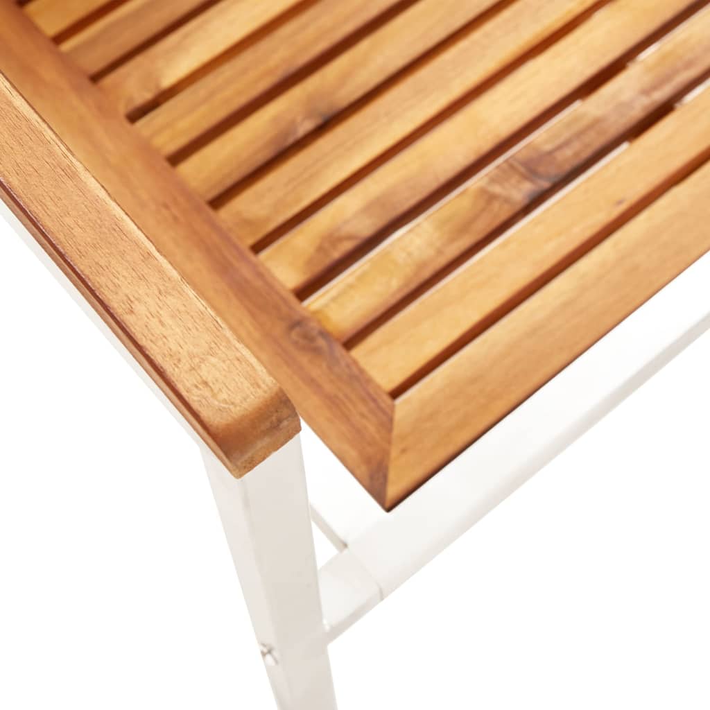 Garden Chairs 8 pcs Solid Acacia Wood and Stainless Steel