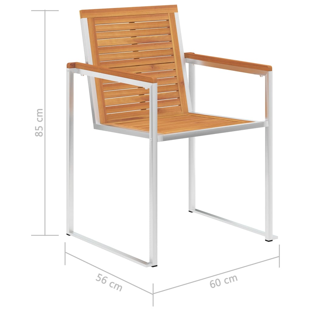 Garden Chairs 8 pcs Solid Acacia Wood and Stainless Steel