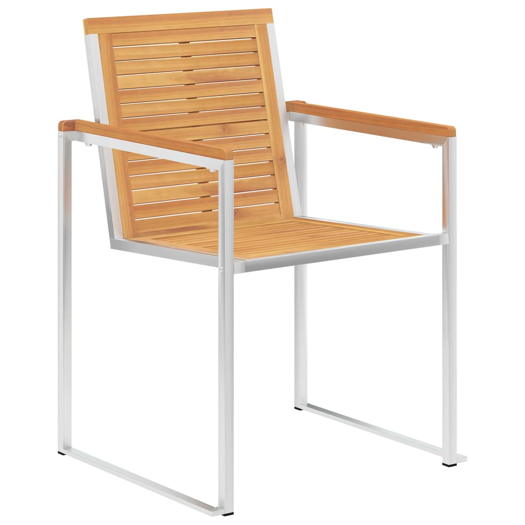 Garden Chairs 6 pcs Solid Teak Wood and Stainless Steel