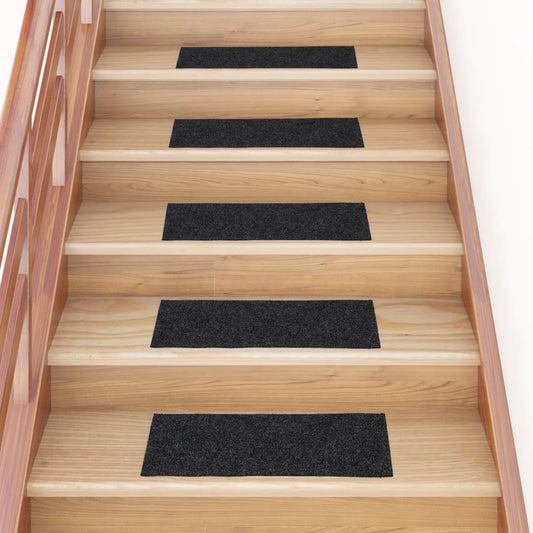 Stair Mats Self-adhesive 15 pcs 60x25 cm Dark Grey Rectangular