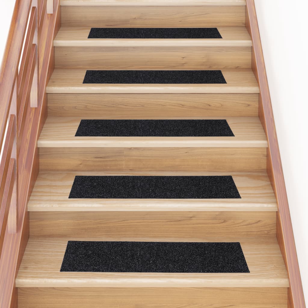 Stair Mats Self-adhesive 15 pcs 76x20 cm Black Rectangular