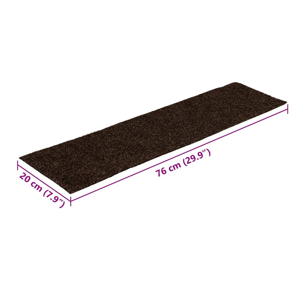 Stair Mats Self-adhesive 15 pcs 76x20 cm Brown Rectangular