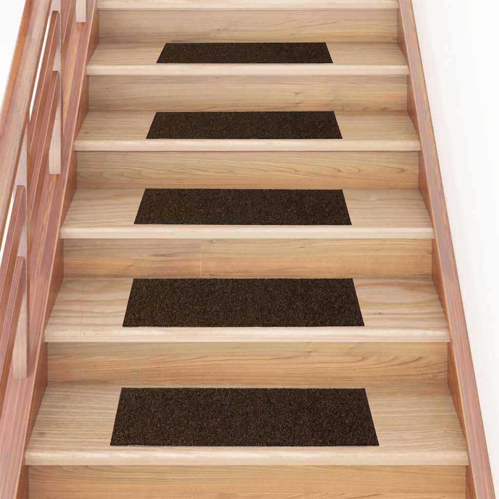 Stair Mats Self-adhesive 15 pcs 76x20 cm Brown Rectangular