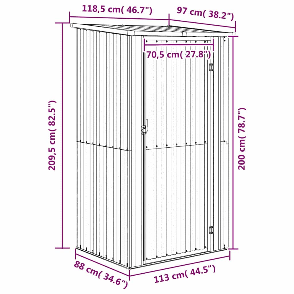 Garden Shed Green 118.5x97x209.5 cm Galvanised Steel