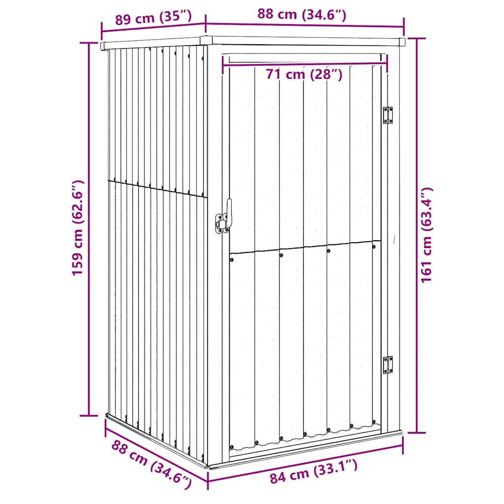 Garden Tool Shed Green 88x89x161 cm Galvanised Steel