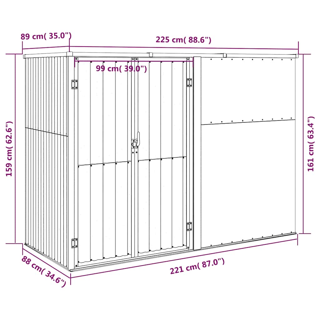 Tool Shed | Anthracite | Galvanised steel, metal | Large |  Durable
