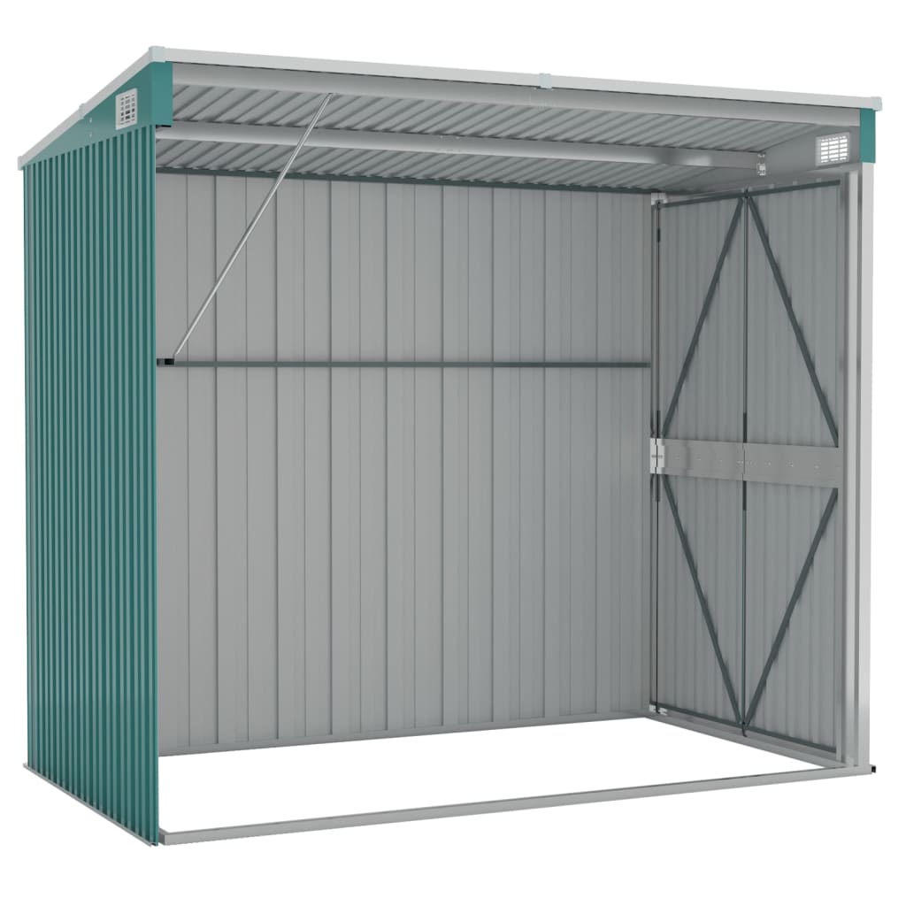 vidaXL Wall-mounted Garden Shed Green 118x194x178 cm Galvanised Steel