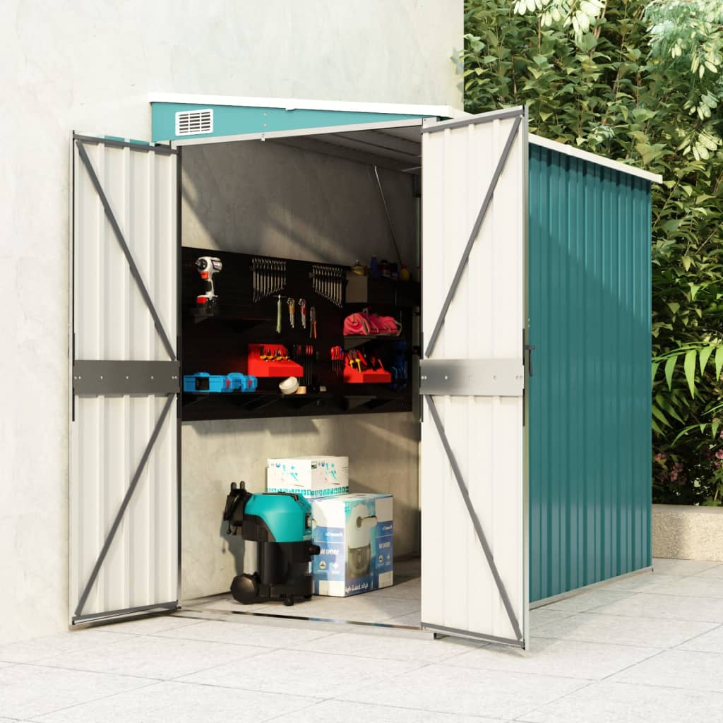 vidaXL Wall-mounted Garden Shed Green 118x194x178 cm Galvanised Steel